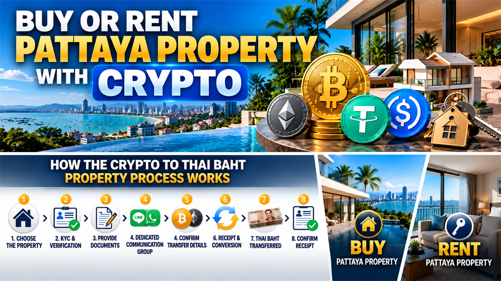 Crypto to Thai Baht process for buying or renting Pattaya property with Cornerstone Real Estate